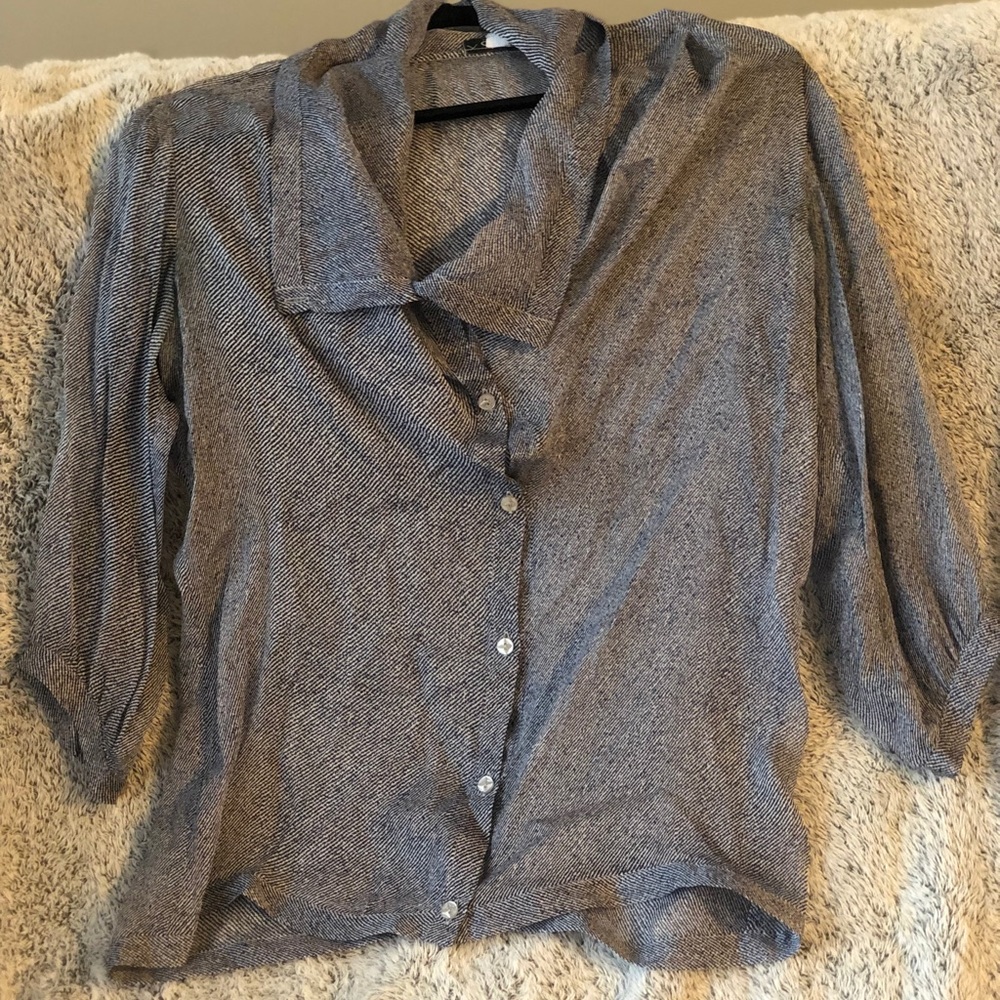 Blue and white Obakki blouse